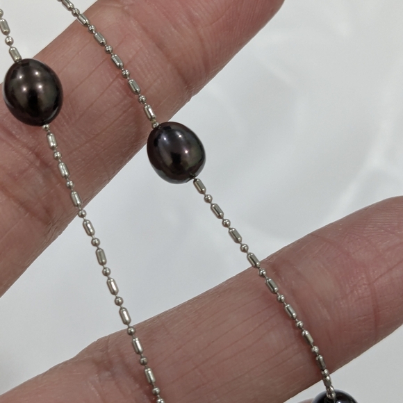 NW0T🔥Tahitian Black Pearls Necklace - Picture 7 of 11